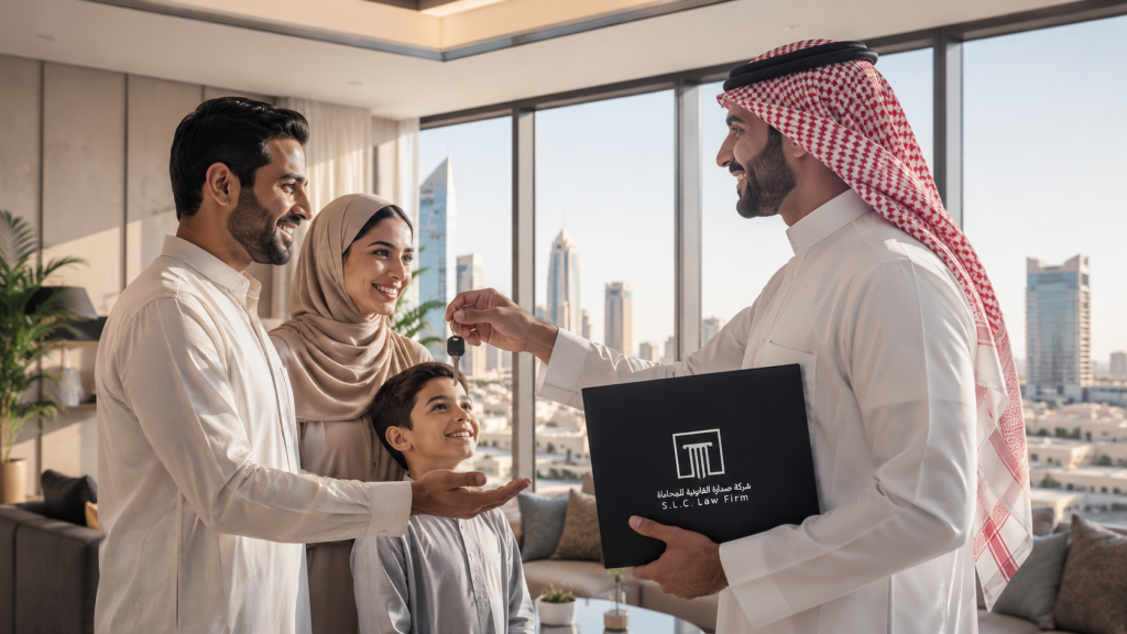 أسرة عربية مقيمة تستلم مفاتيح عقارها السكني الأول في السعودية بعد إنهاء الإجراءات عبر بوابة عقارات السعودية.